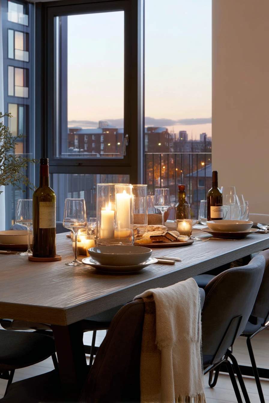 Dinner Party in a Compact Open Plan Apartment