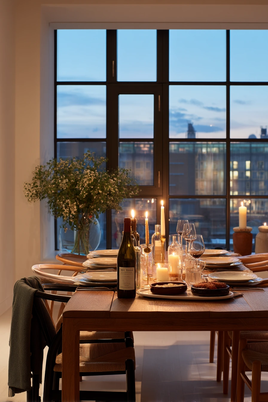 Dinner Party in a Compact Open Plan Apartment
