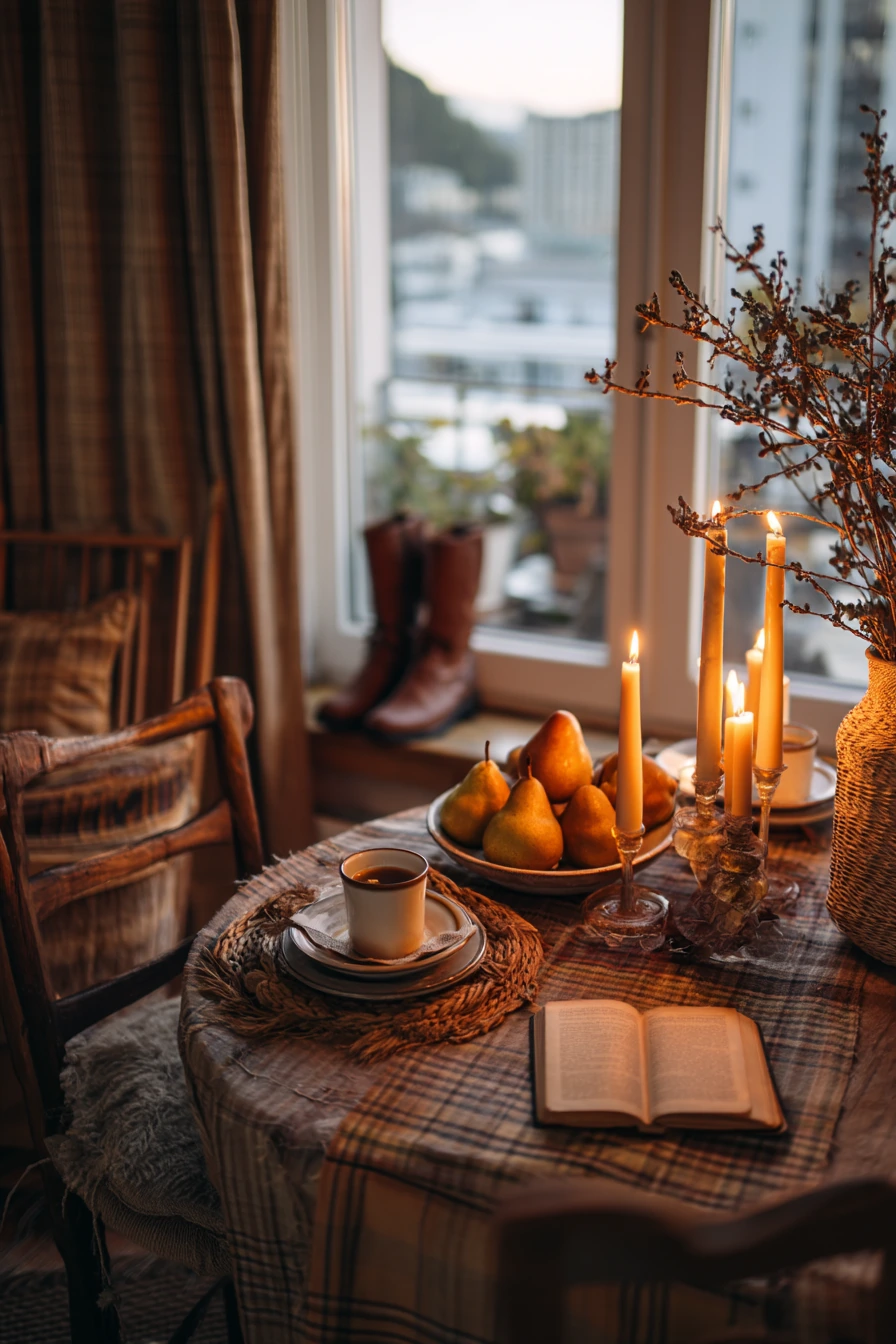 Seasonal Autumn Dining Setup in an Apartment
