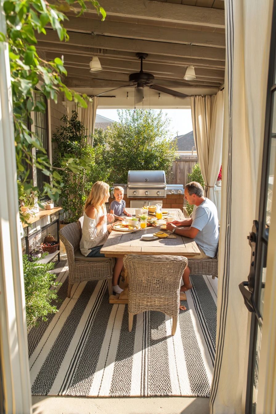 Family Breakfast Under a Covered Patio
