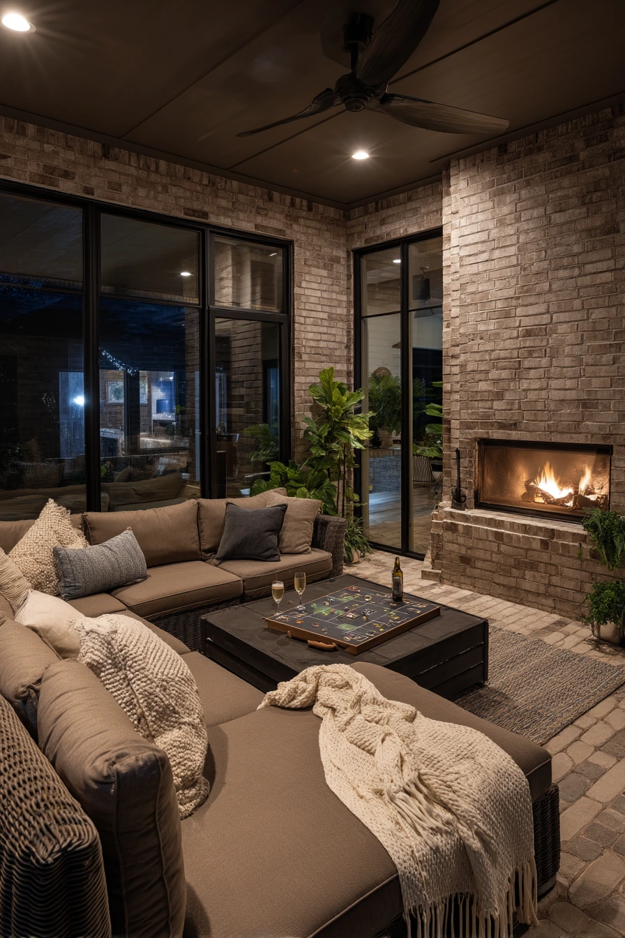 Evening Lounge with Fireplace