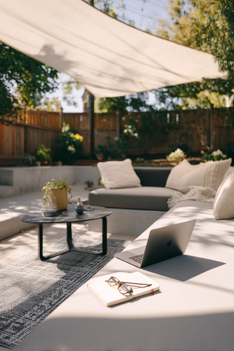 Modern Shade-Sail Patio Escape