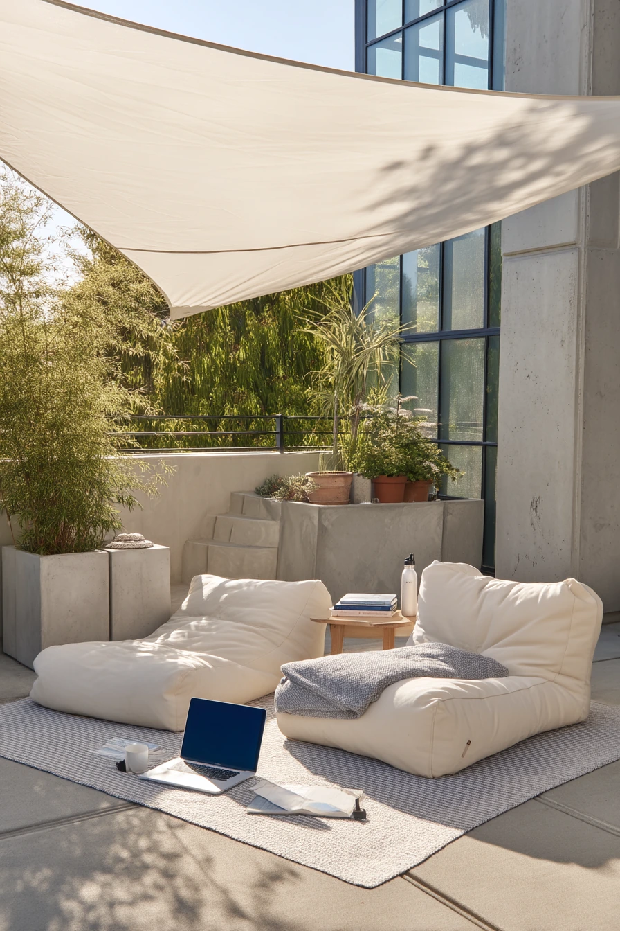 Modern Shade-Sail Patio Escape