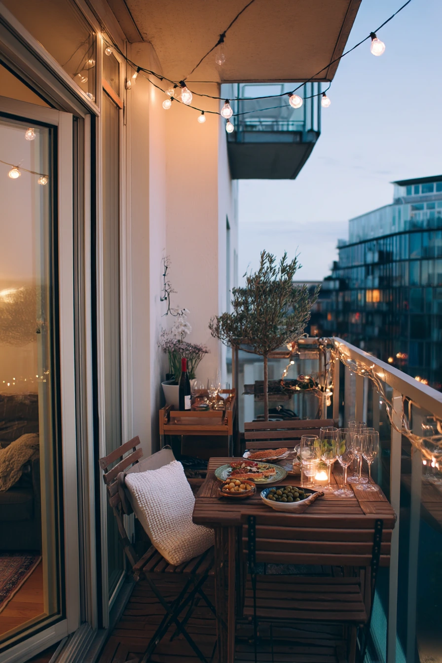 8. Dinner-Ready Balcony for Entertaining