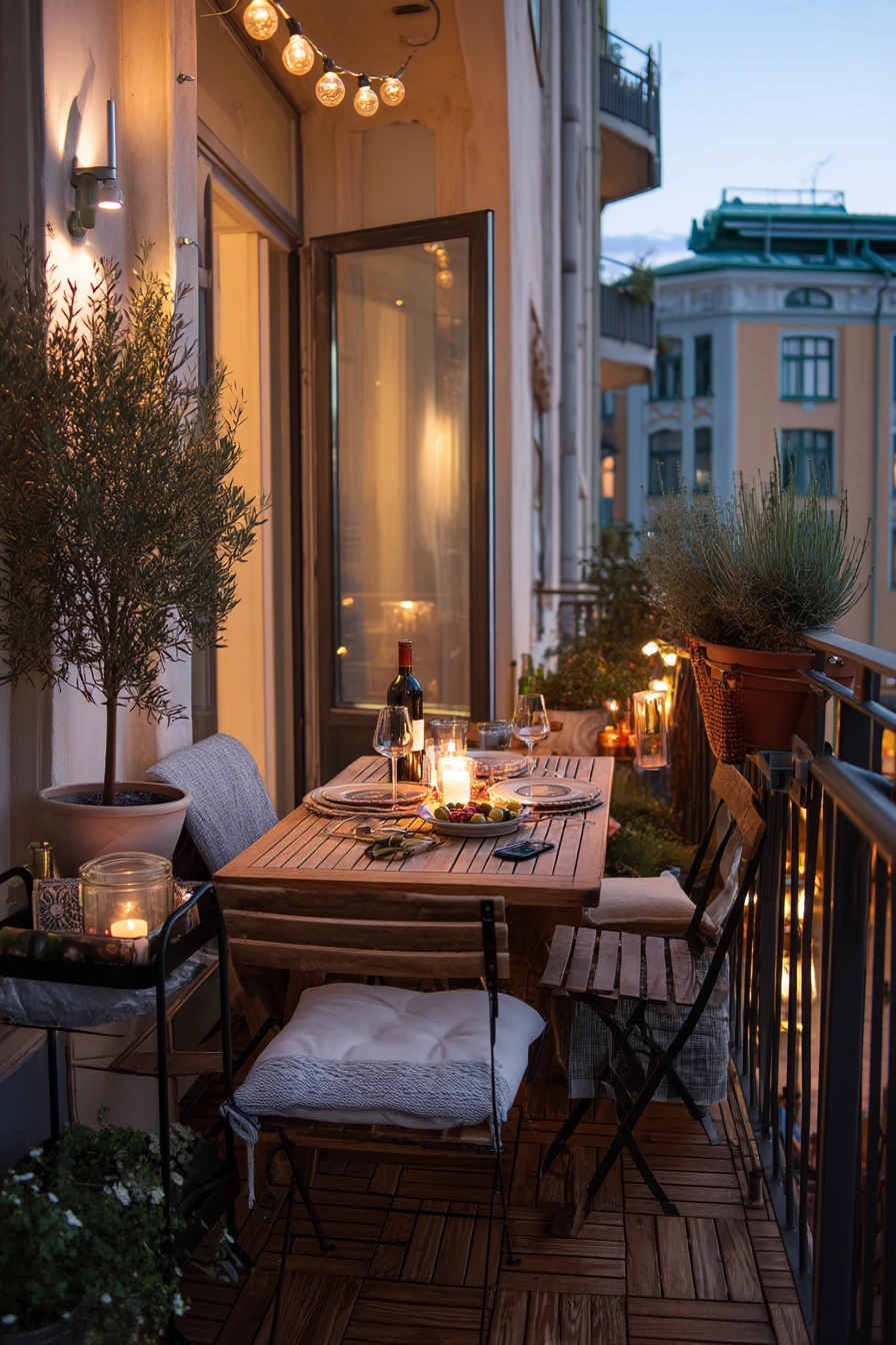 8. Dinner-Ready Balcony for Entertaining