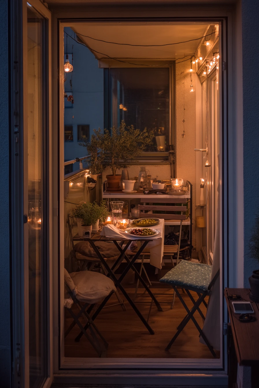 8. Dinner-Ready Balcony for Entertaining