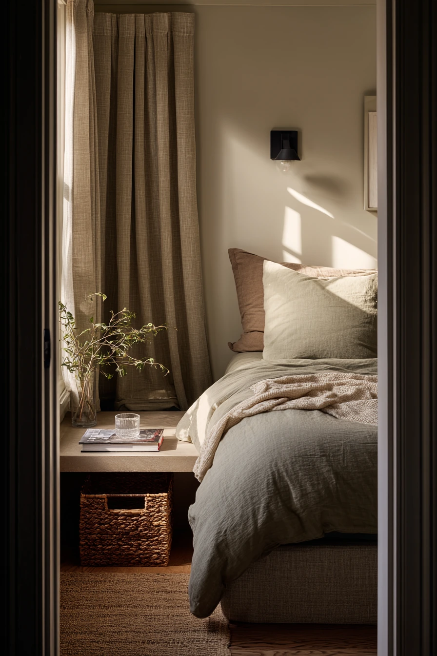 Studio Bedroom Behind a Curtain Divider