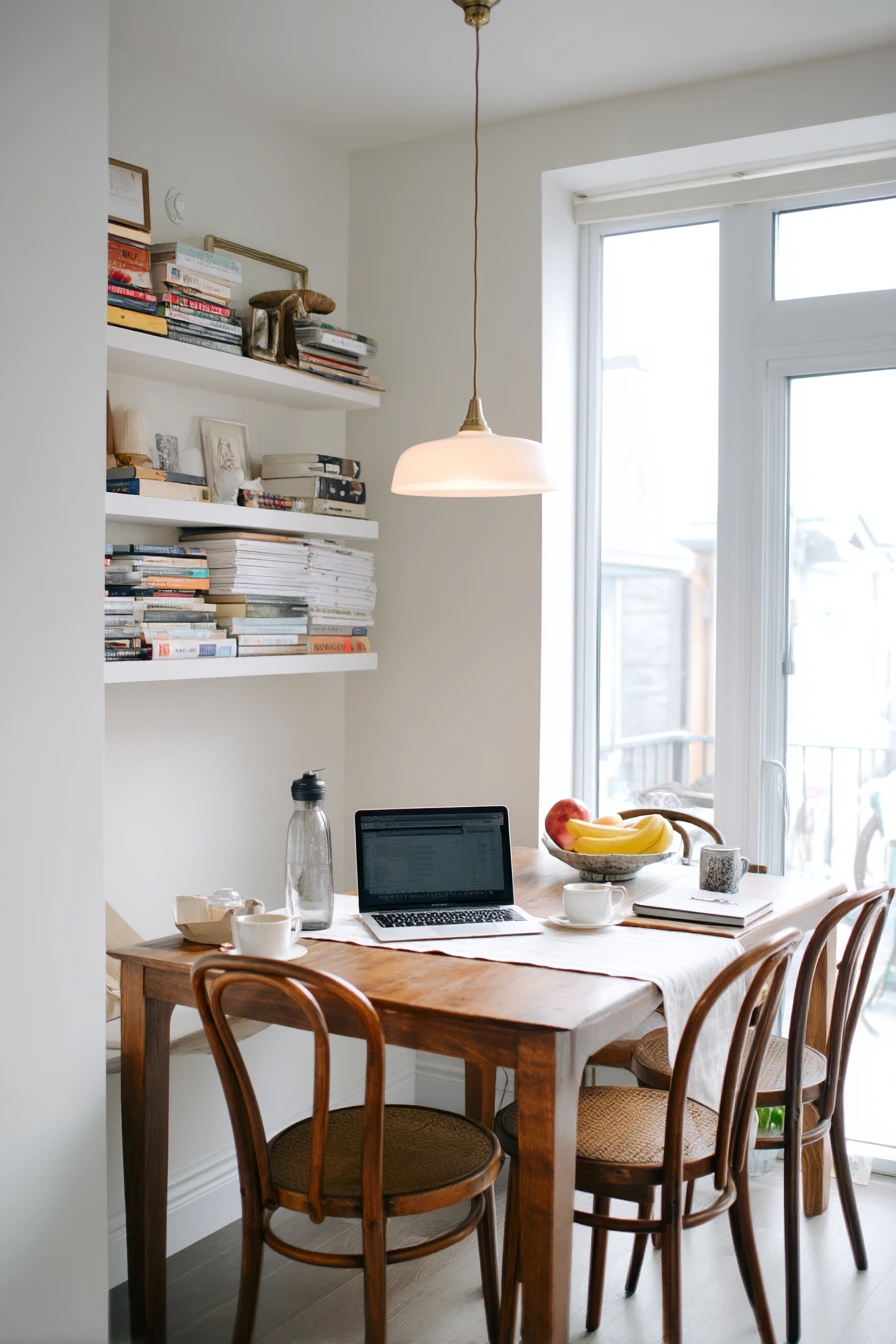 Basement Dining Spot That Doubles as Work Zone