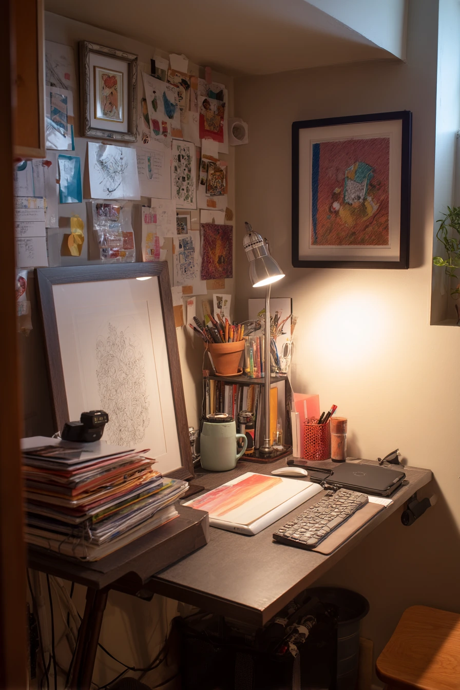Creative Basement Apartment Corner for a Freelancer