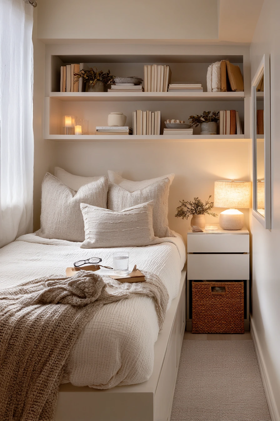 Tiny Basement Bedroom with Smart Storage