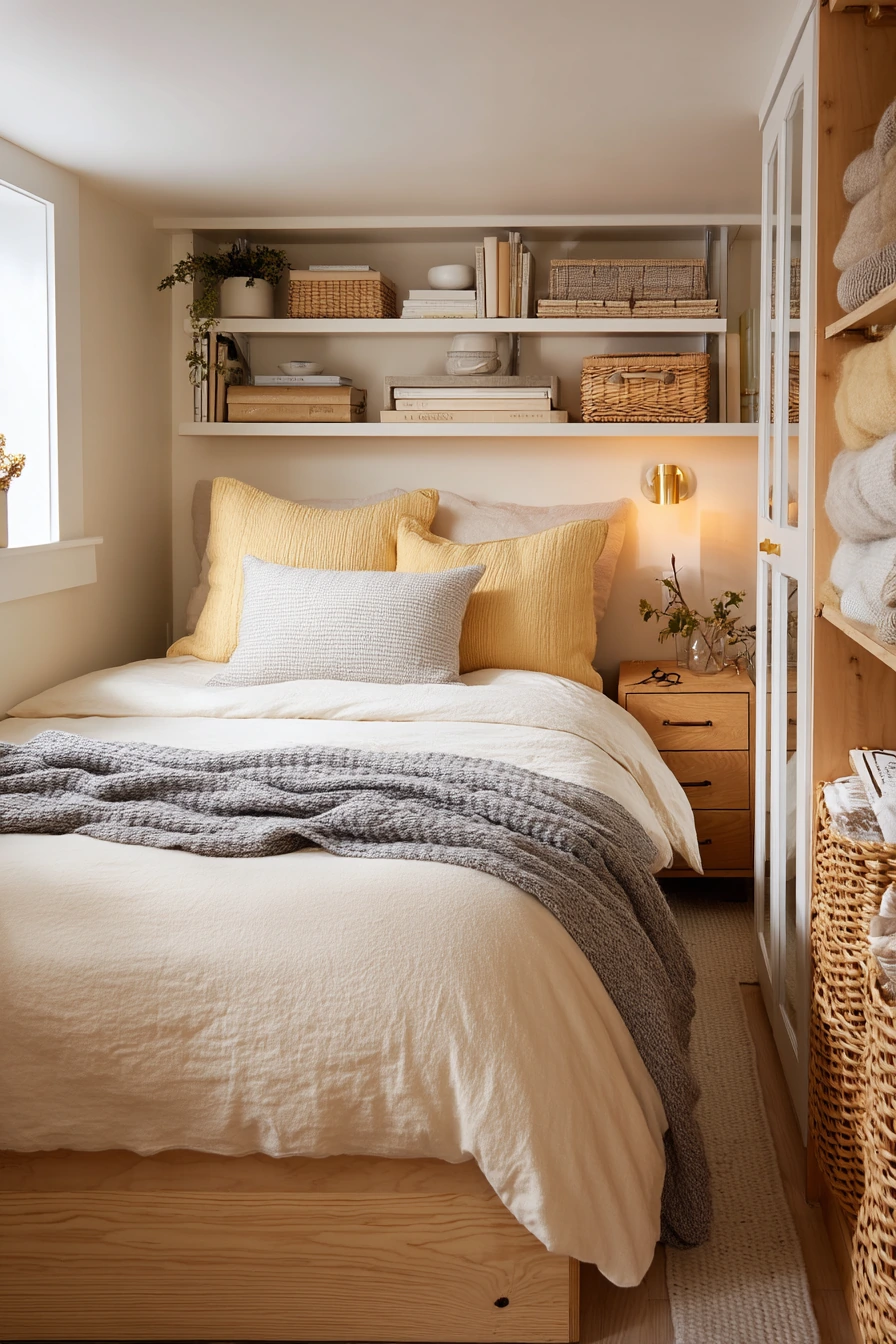 Tiny Basement Bedroom with Smart Storage