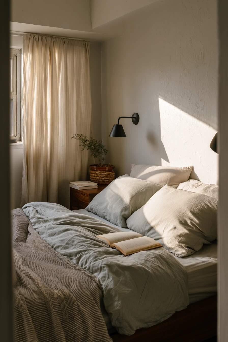 Studio Bedroom Behind a Curtain Divider