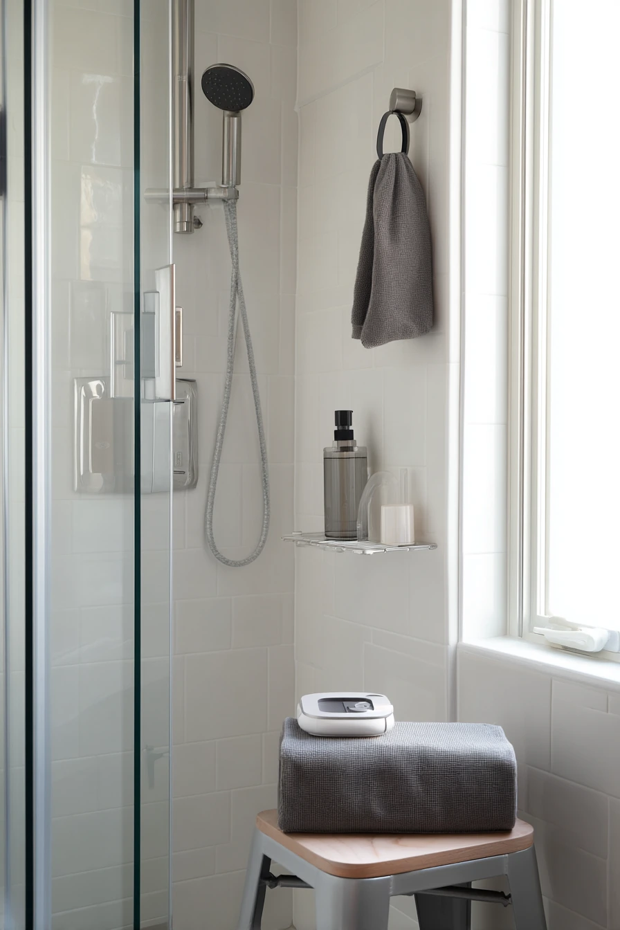 Tiny Bathroom, Clever Shower Storage