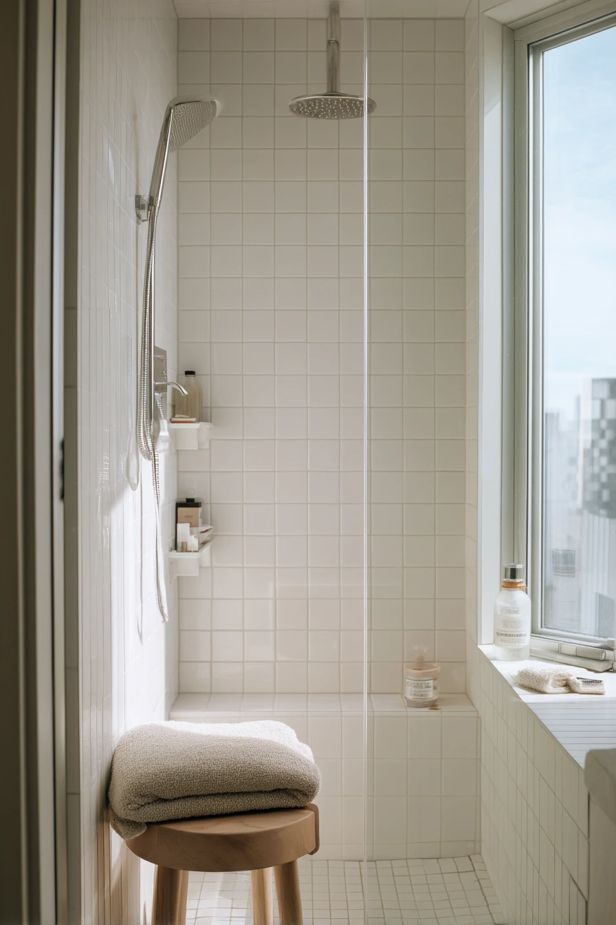 Tiny Bathroom, Clever Shower Storage