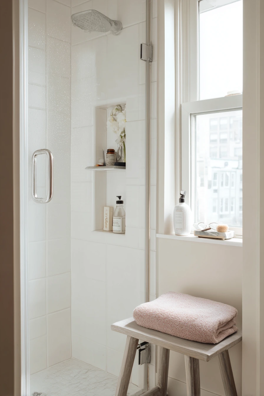 Tiny Bathroom, Clever Shower Storage