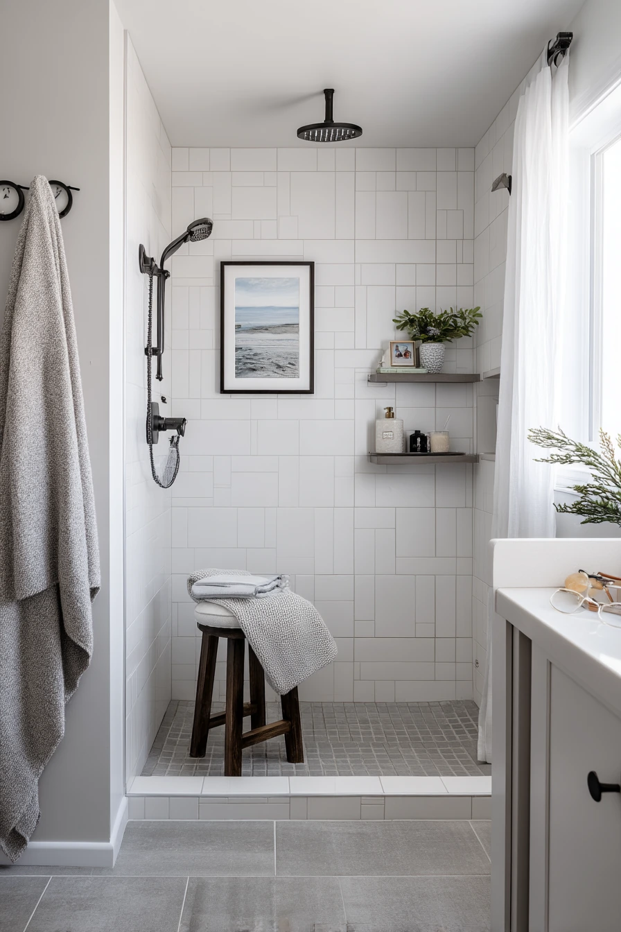 Aging-in-Place Bathroom with Calm Visual Cues