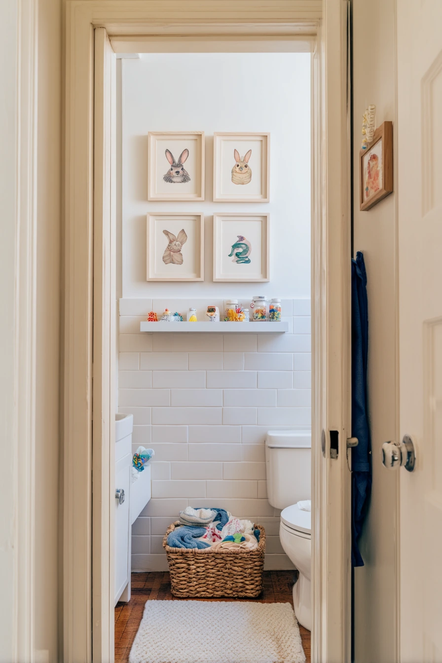 Family Bath with Playful Wall Art