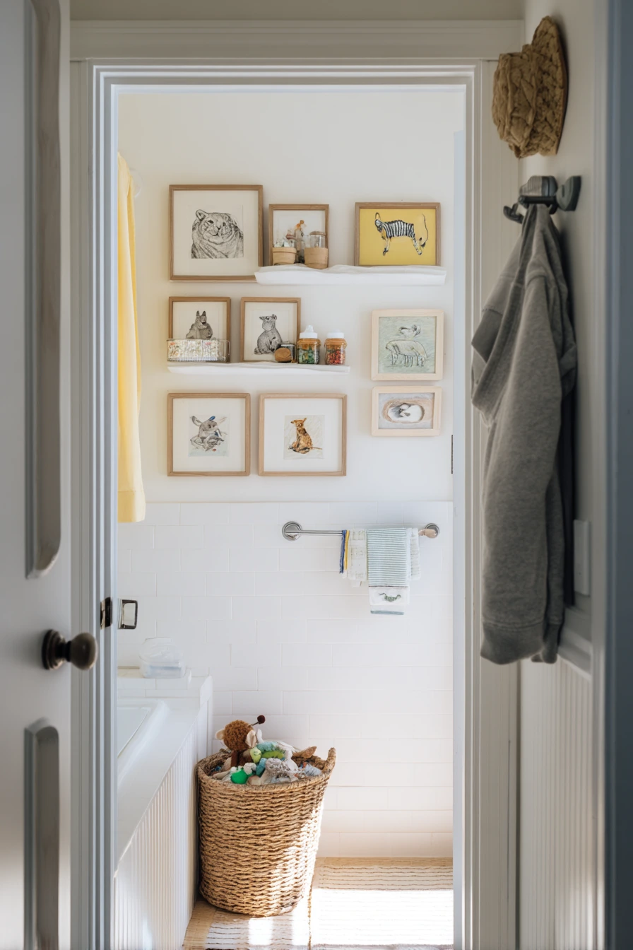 Family Bath with Playful Wall Art