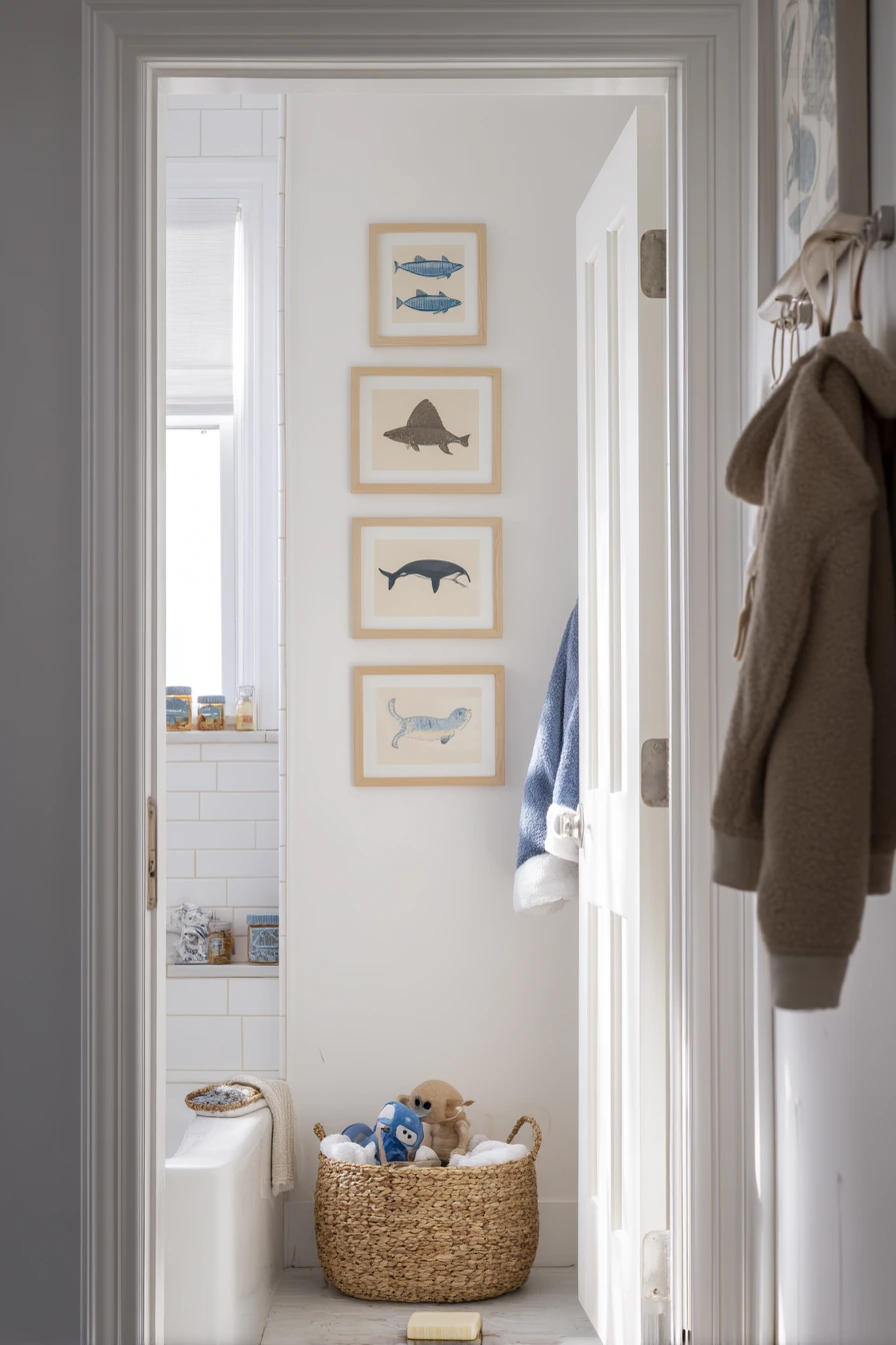Family Bath with Playful Wall Art