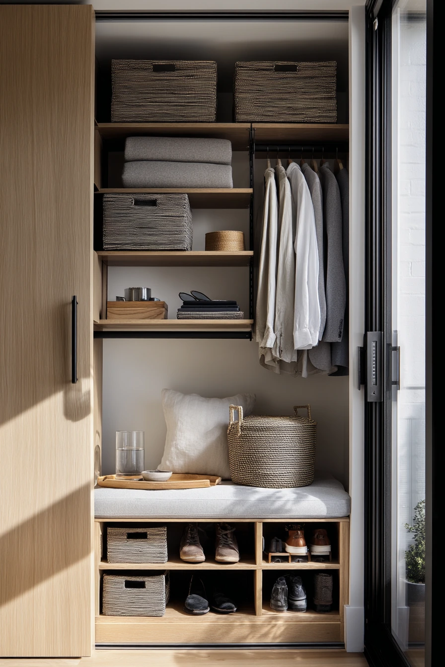 Small Bedroom Closet with Sliding Doors