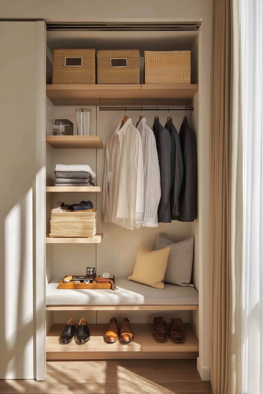 Small Bedroom Closet with Sliding Doors