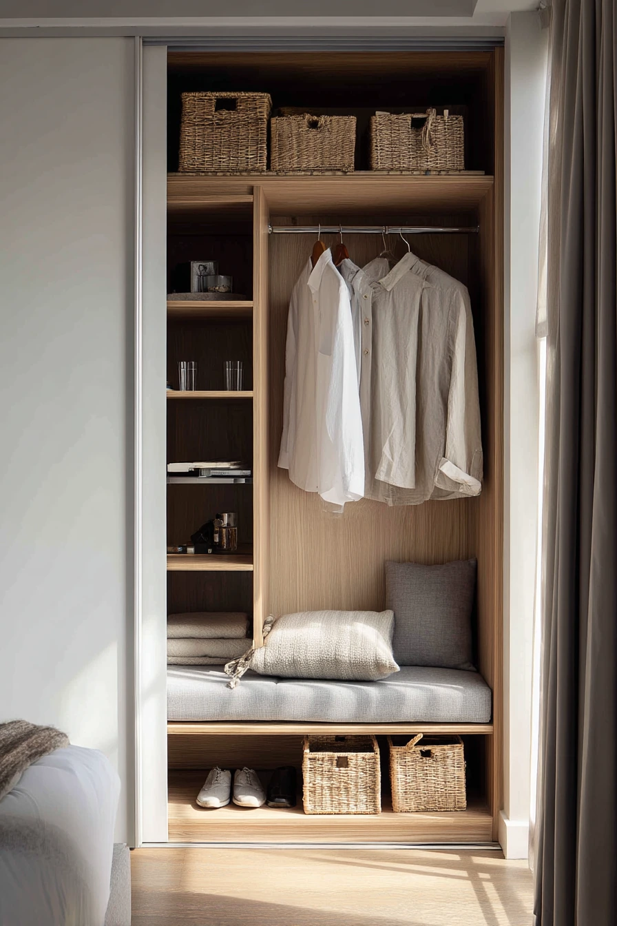 Small Bedroom Closet with Sliding Doors