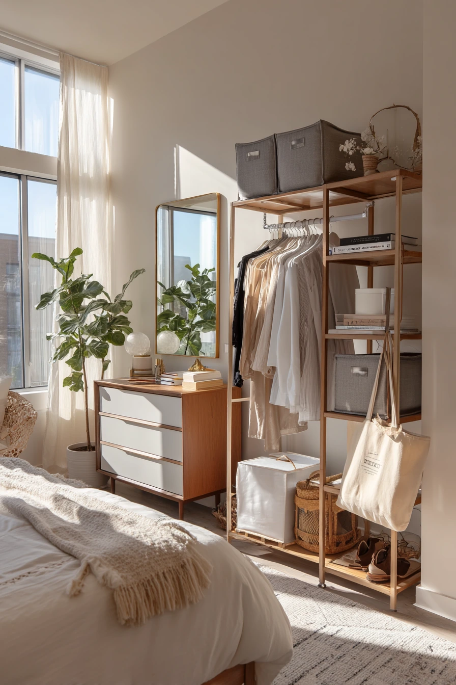 Rental-Friendly Freestanding Closet Wall