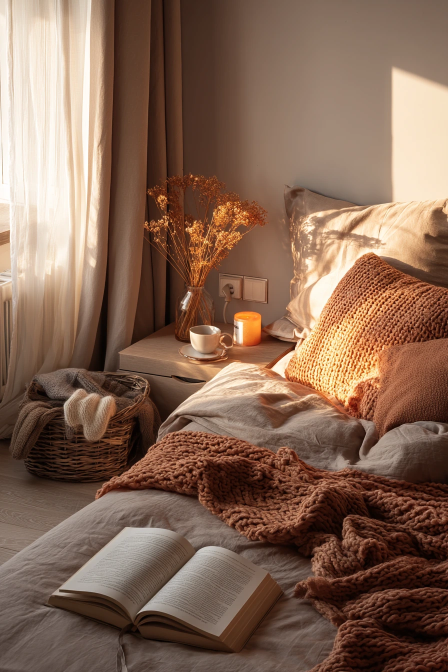 Seasonal Cozy Bedroom in Late Autumn