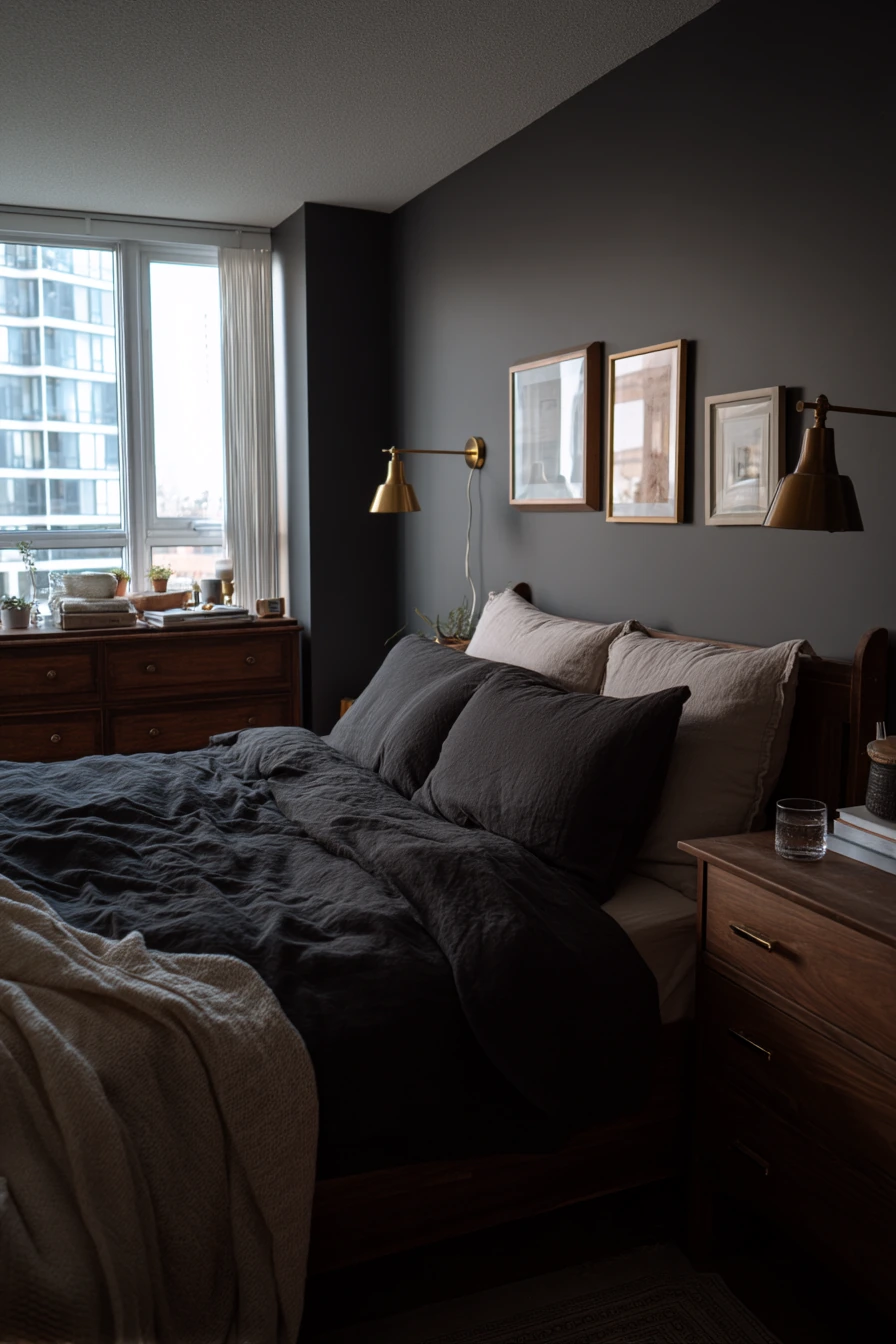 Moody Black Bedroom for a Real Couple