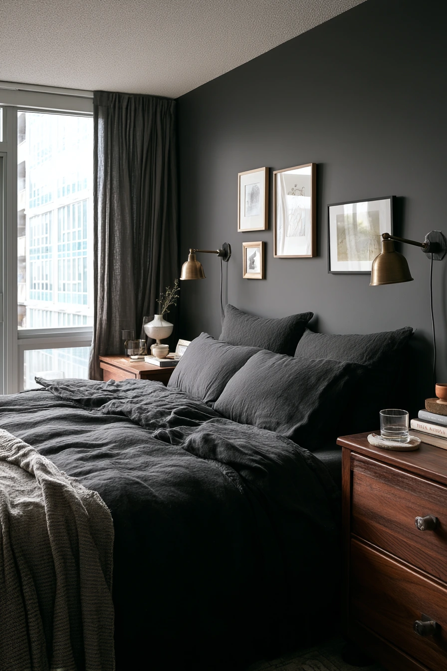 Moody Black Bedroom for a Real Couple