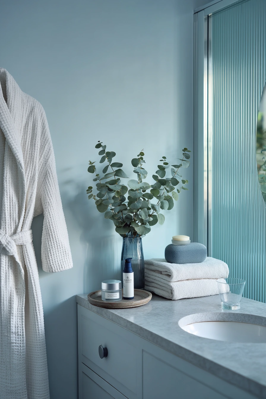 9. Spa-Like Blue Bathroom with Quiet Rituals