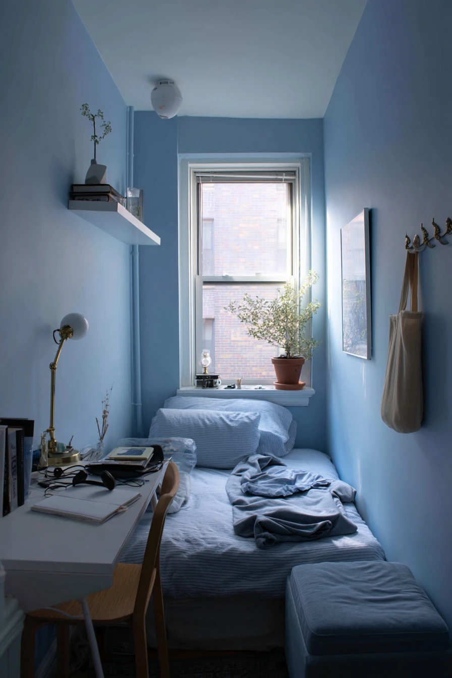 Small Apartment Blue Bedroom