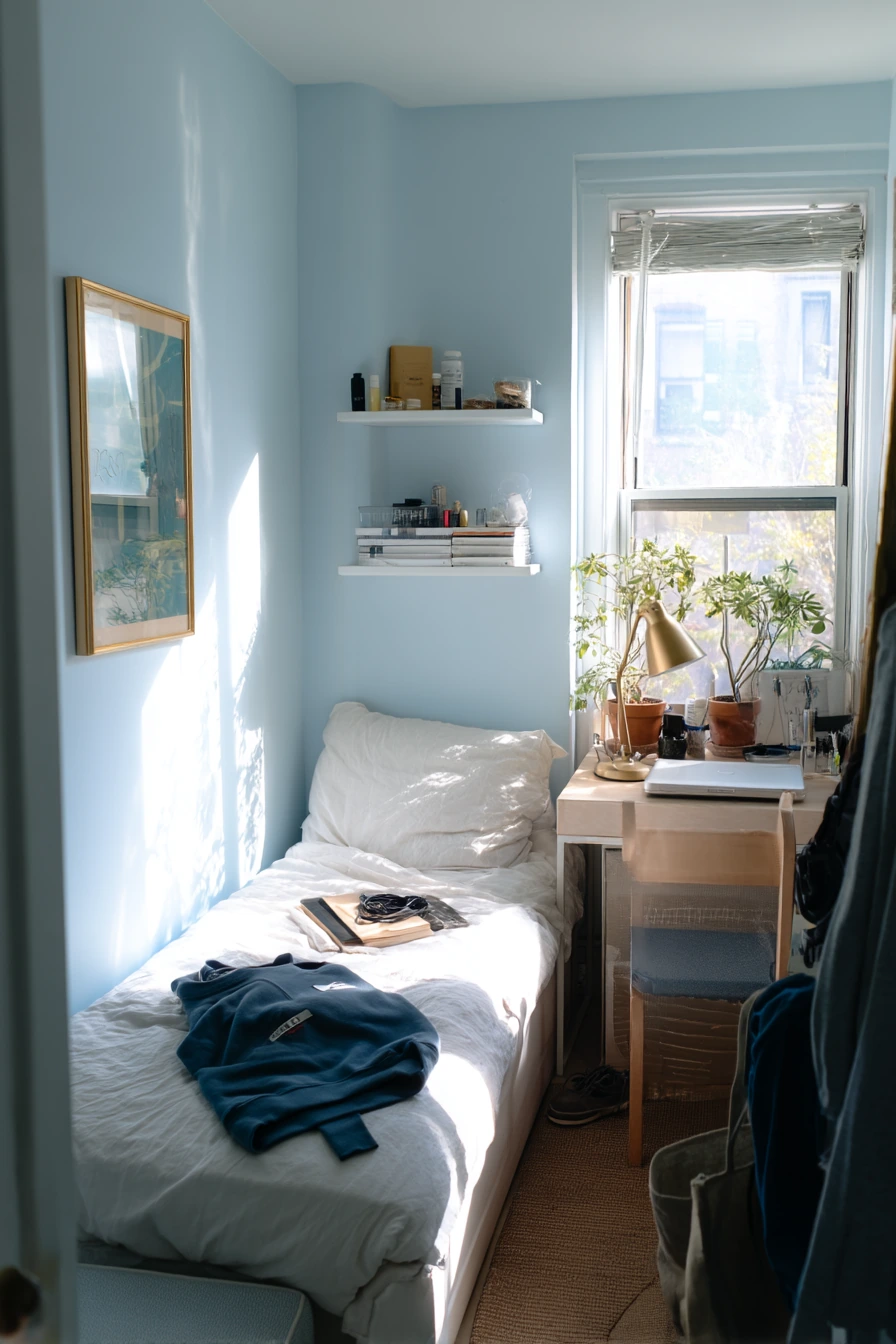 Small Apartment Blue Bedroom