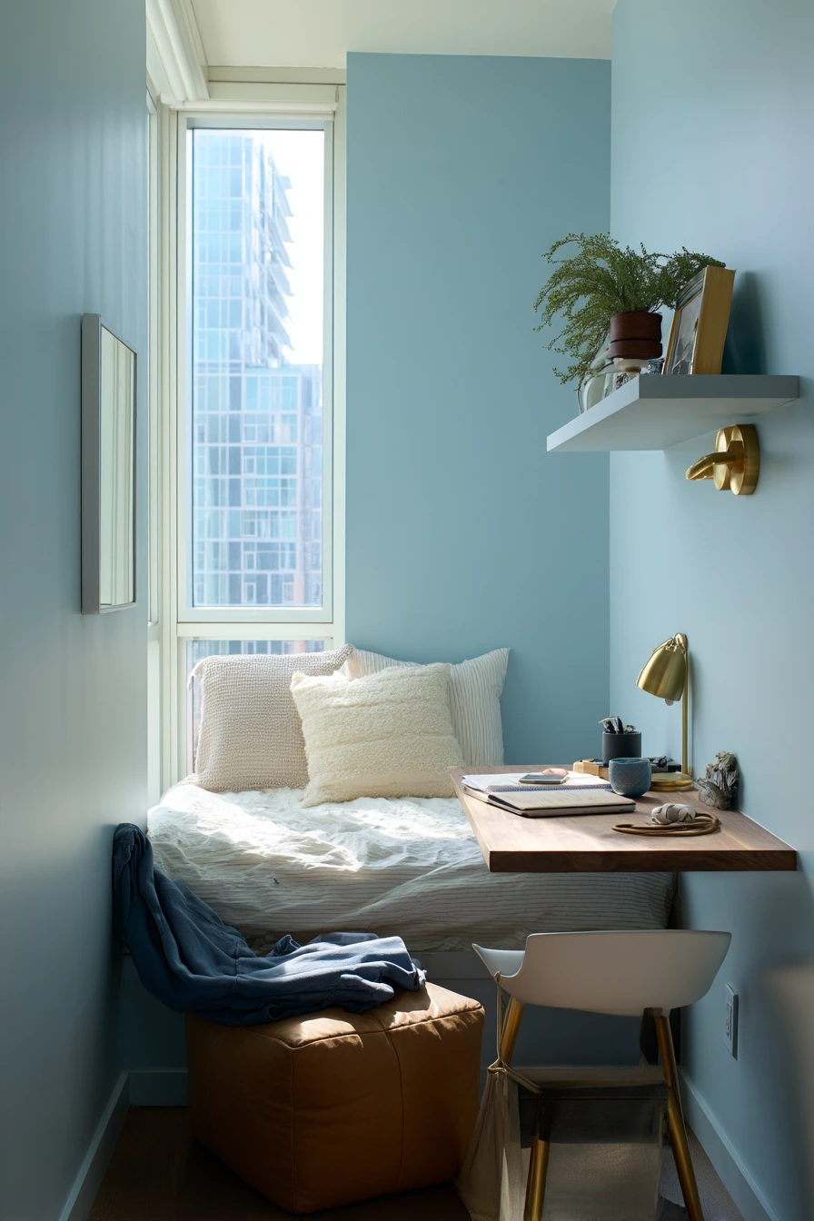Small Apartment Blue Bedroom