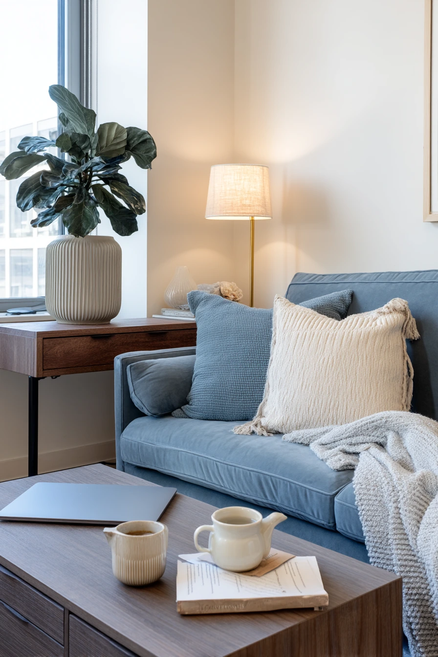 2. Small Apartment Blue Living Room Corner