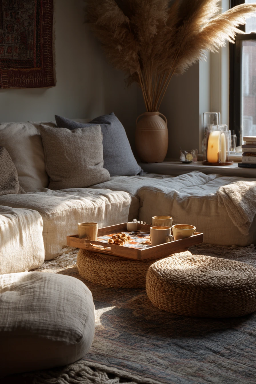 Weekend Hosting Scene With Low, Layered Seating