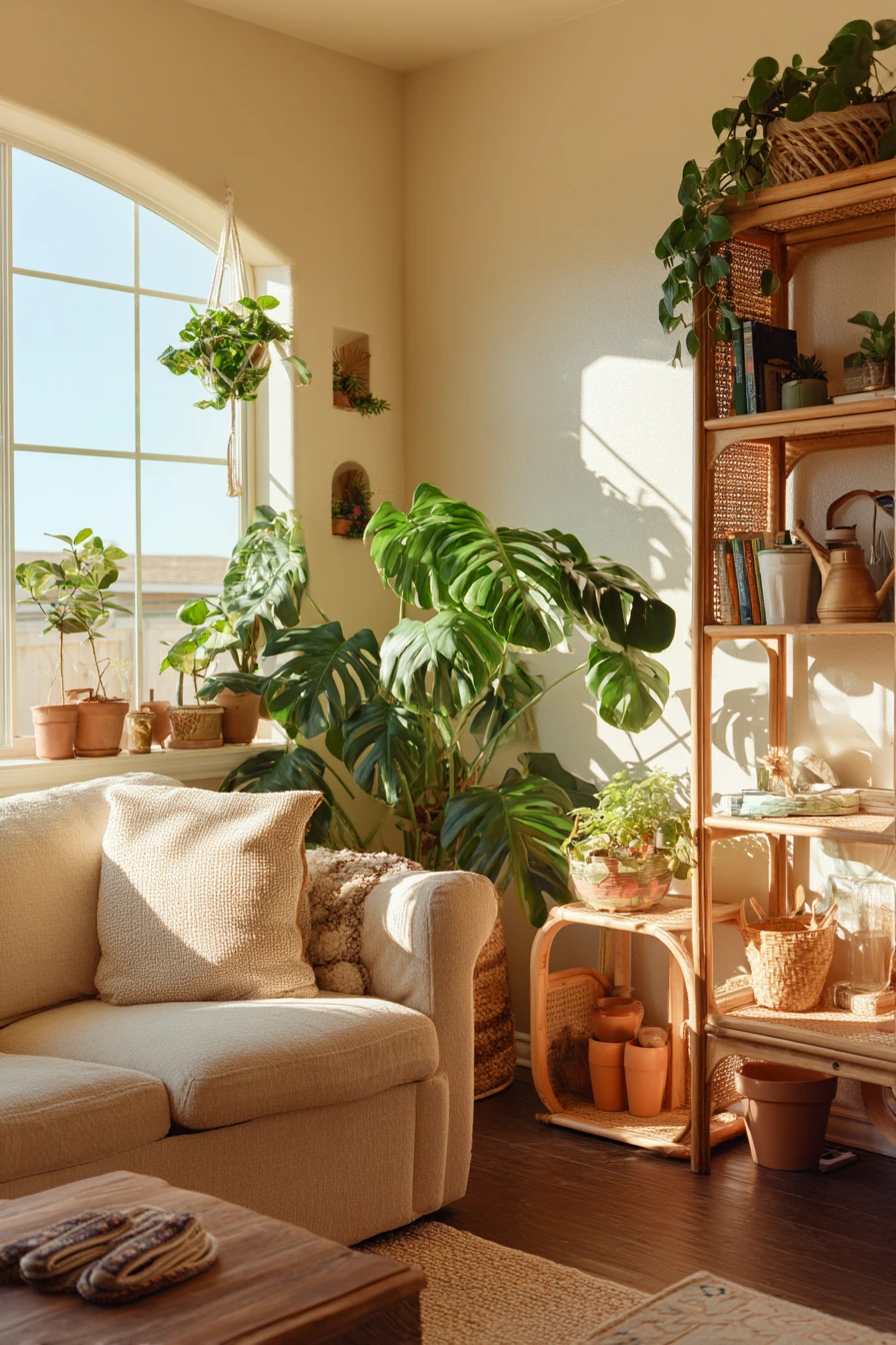 Plant-Filled Boho Space With Soft Shadows