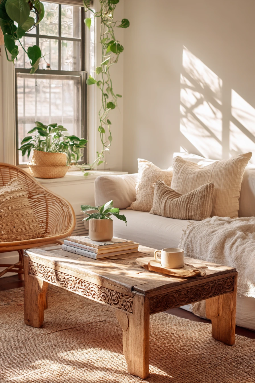 Sunlit Family Lounge With Layered Textures