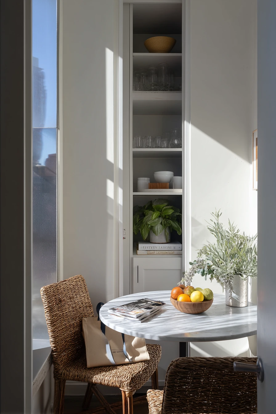 Small Apartment Dining Nook with Vertical Storage