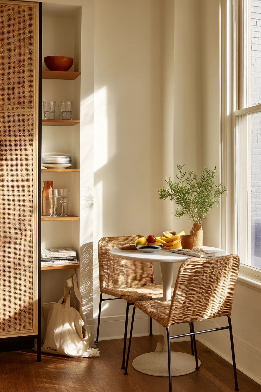 Small Apartment Dining Nook with Vertical Storage