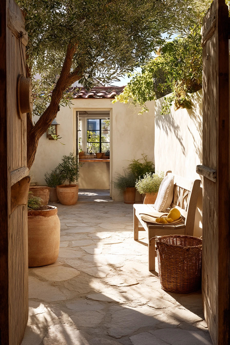 Mediterranean-Inspired Front Courtyard Garden