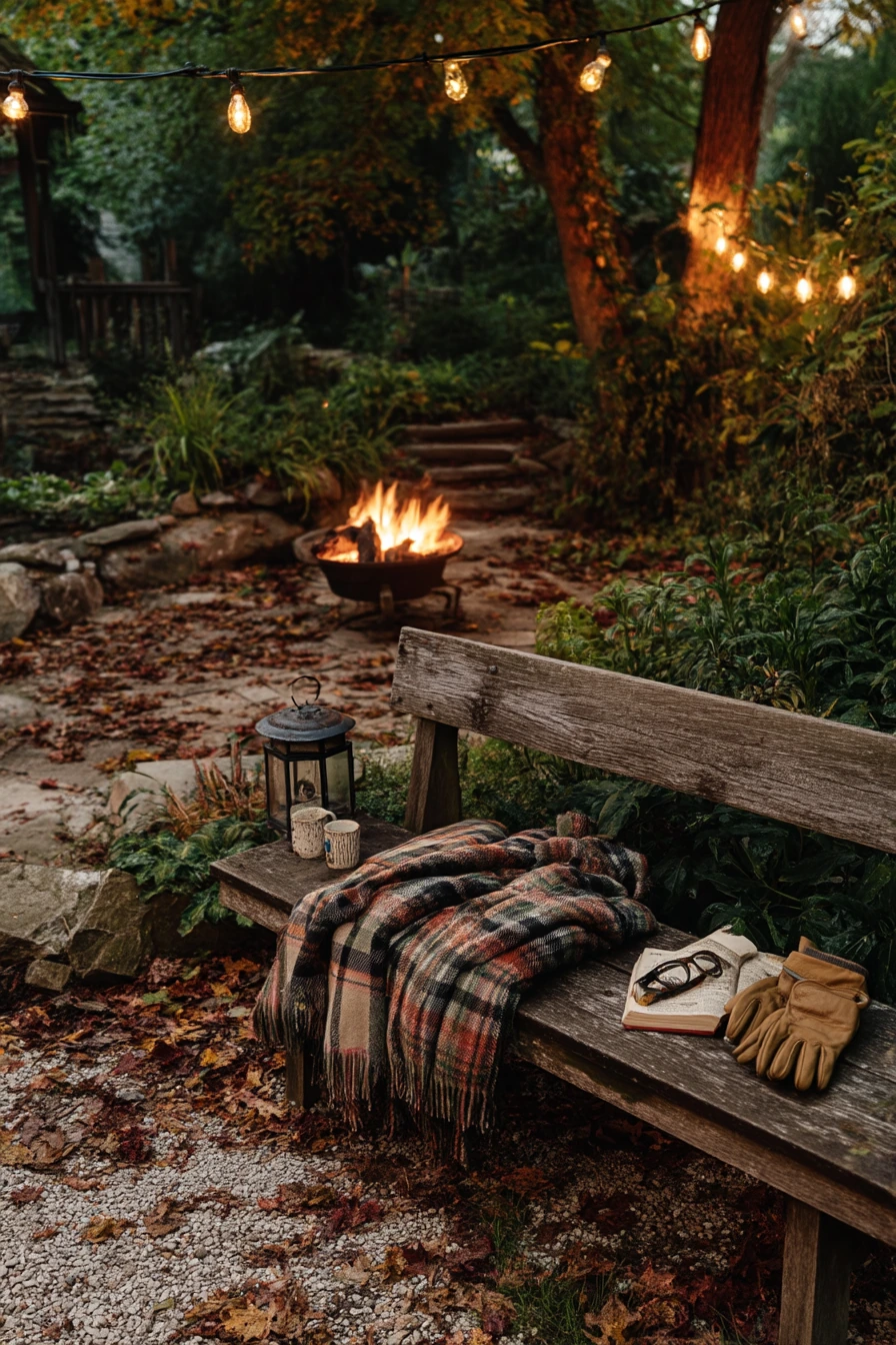 Autumn Fireside Bench Corner