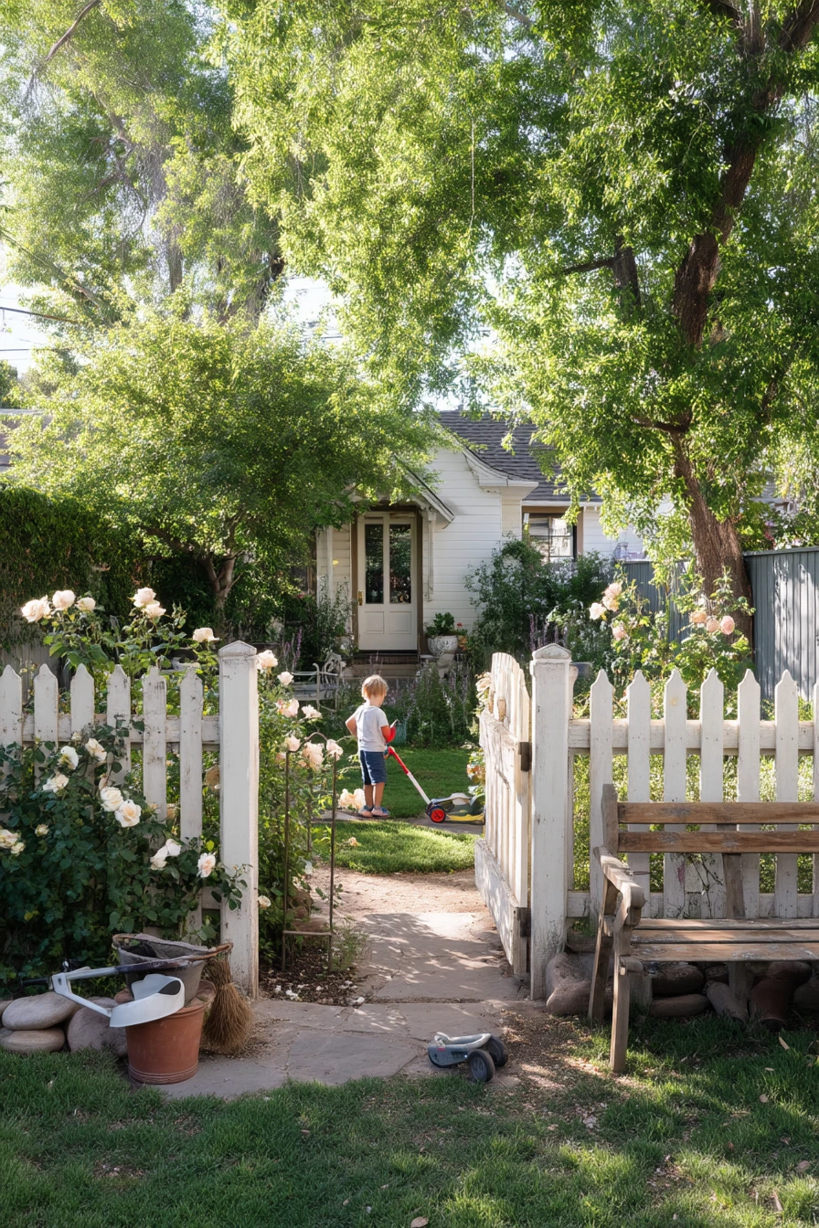 Cottage Fence With Climbing Roses