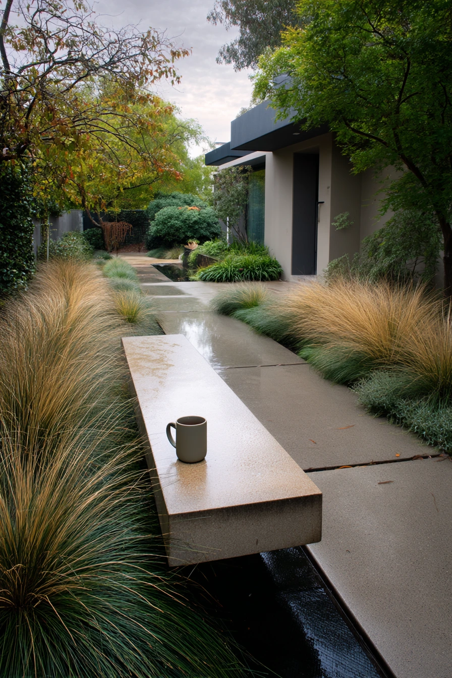 Modern Minimal Garden with Structural Grasses