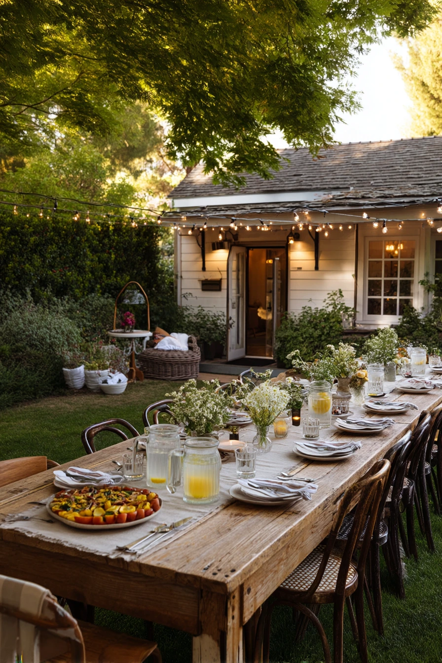Backyard Dinner Under Strings