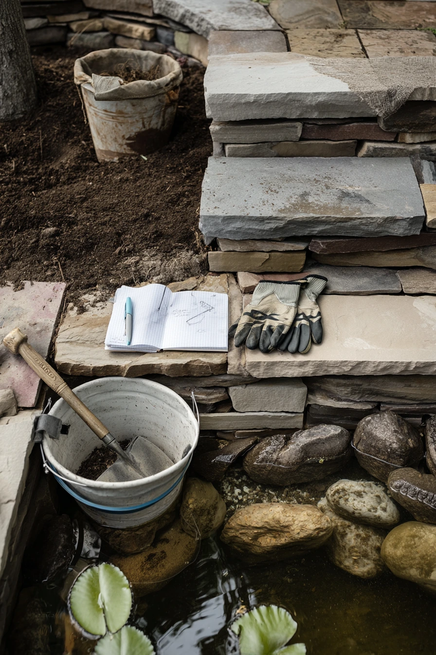 DIY Pond With Natural Stone Borders