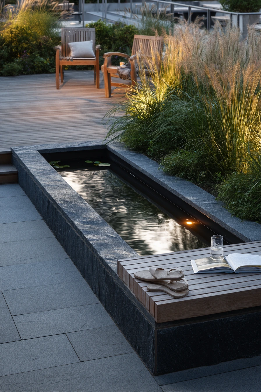 Modern Pond With a Calm Seating Nook