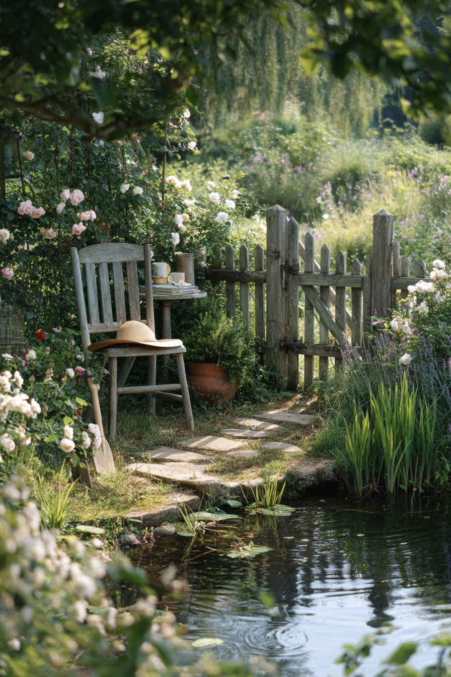 Cottage Garden Pond With Wildlife Detail