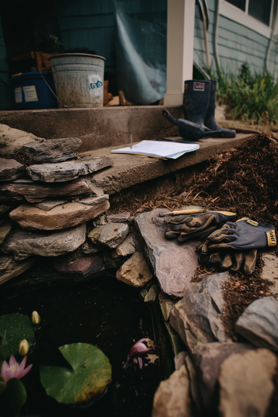 DIY Pond With Natural Stone Borders