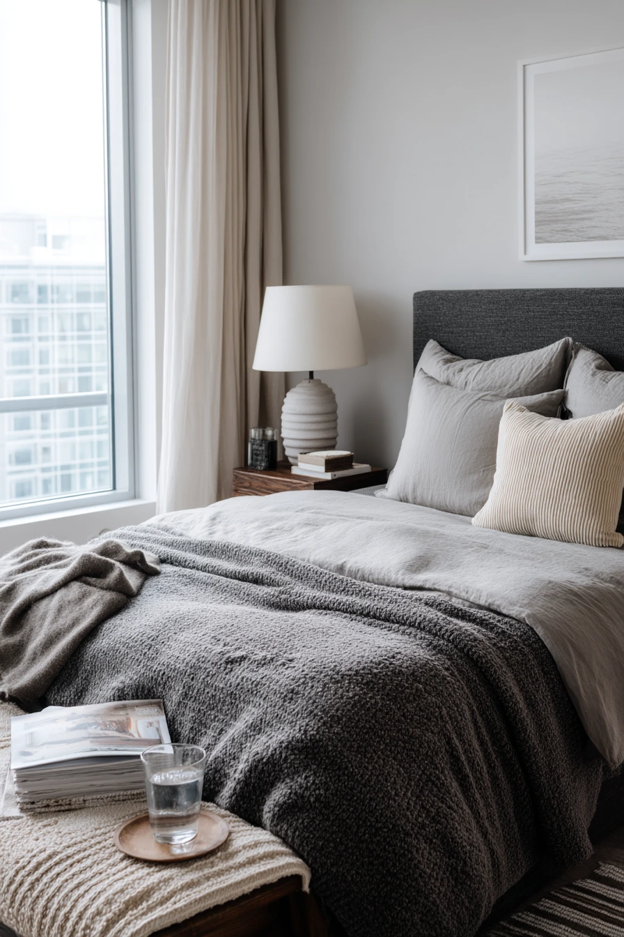 Gray Bedroom with Textural Layers